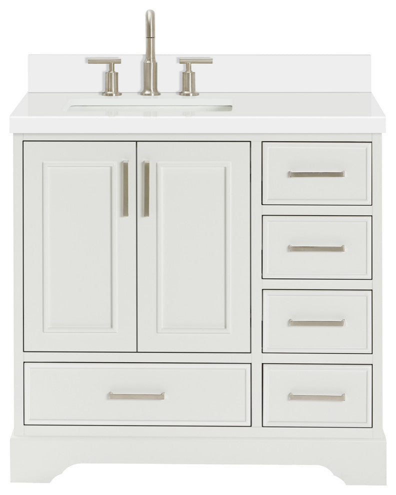 Ariel Stafford 37" Single Left Offset Rectangle Sink Bathroom Vanity