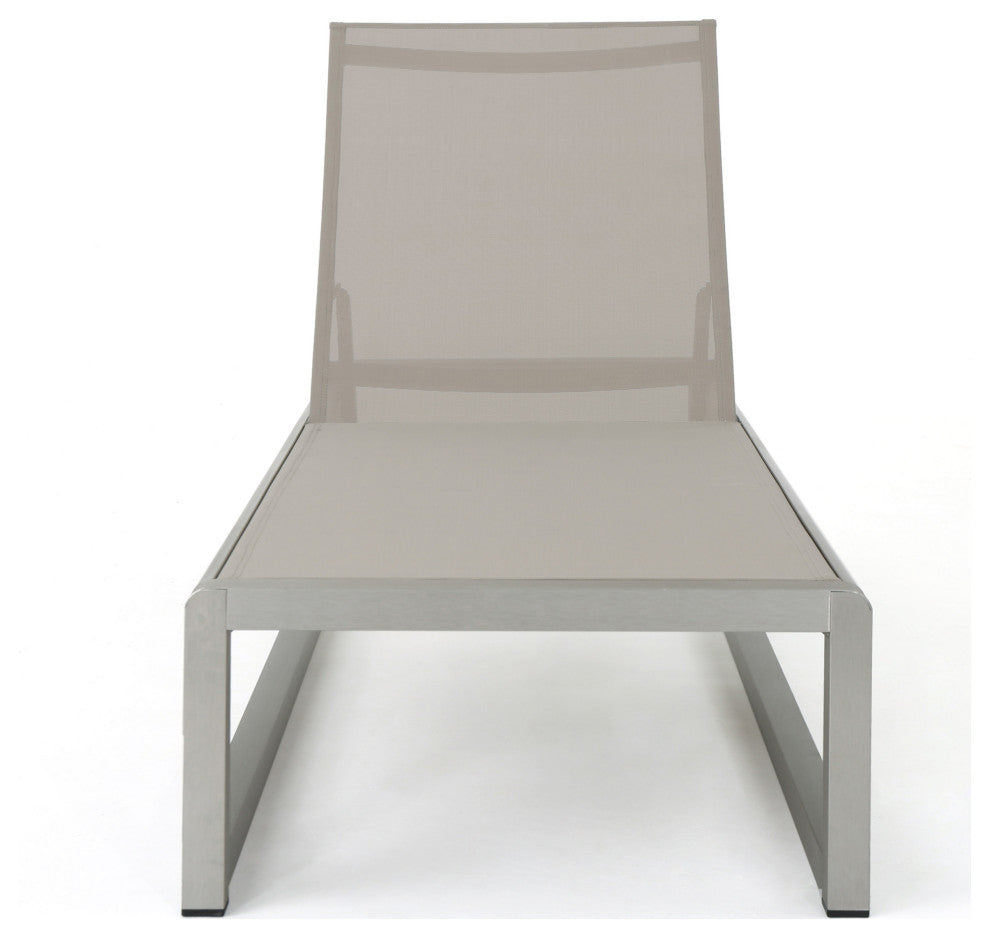 GDF Studio Metten Outdoor Mesh Chaise Lounge, Set of 2