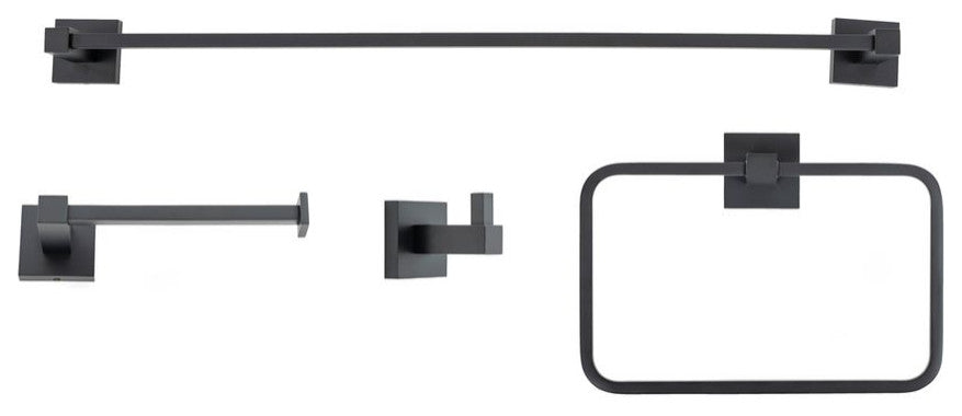 Italia Trieste Series 4 Piece Matte Black Bathroom Accessory Set