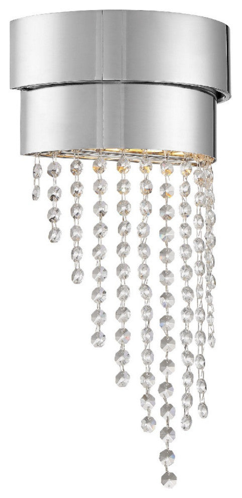 Crystorama CLA-A3202-PN-CL-MWP, 2-Light Wall Mount, Polished Nickel
