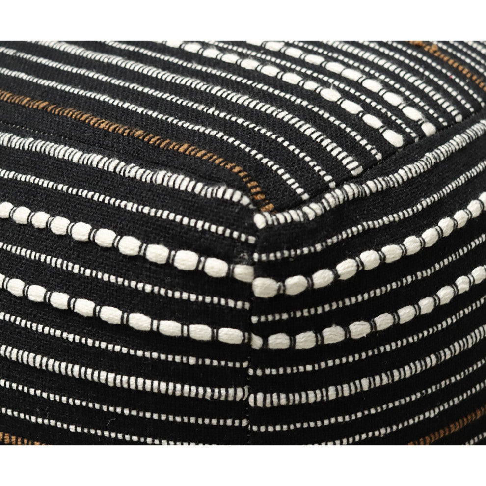 White Hand-woven Ottawa Pouf, 18" Cube