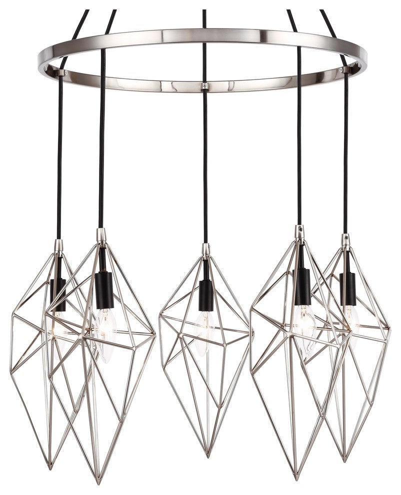 Woodbridge Lighting Lanning 5-Light Chandelier, Nickel/Nickel