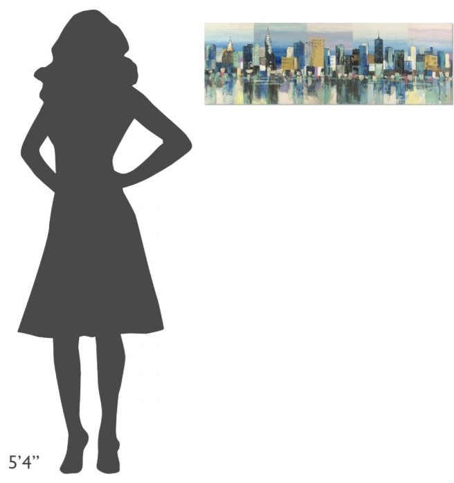 "Manhattan Aqua" Stretched Canvas Giclee by Luigi Florio, 36x12"