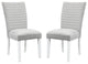 Set of 2 Side Chair, White and Gray