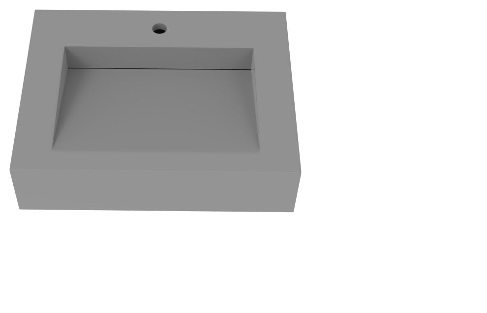 CastelloUSA Pyramid Solid Surface Wall Mounted Ramp Basin Sink, Gray, 24", Standard