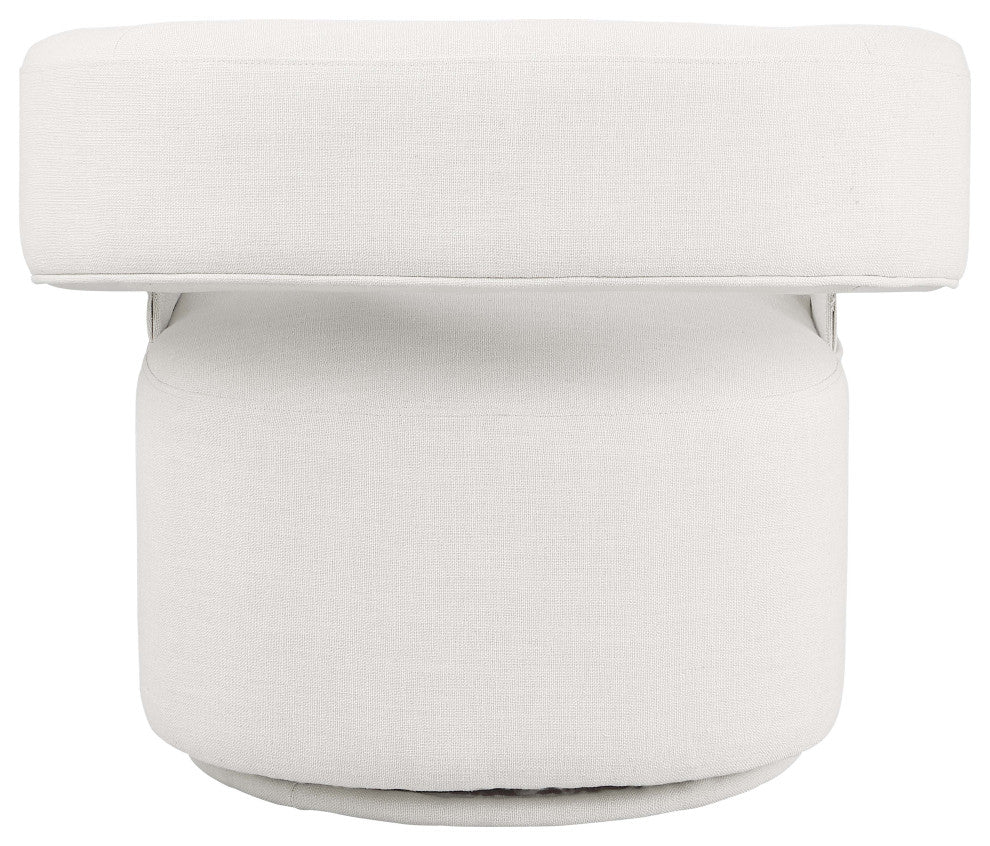 Niya Linen Textured Fabric Upholstered Swivel Accent Chair, Cream