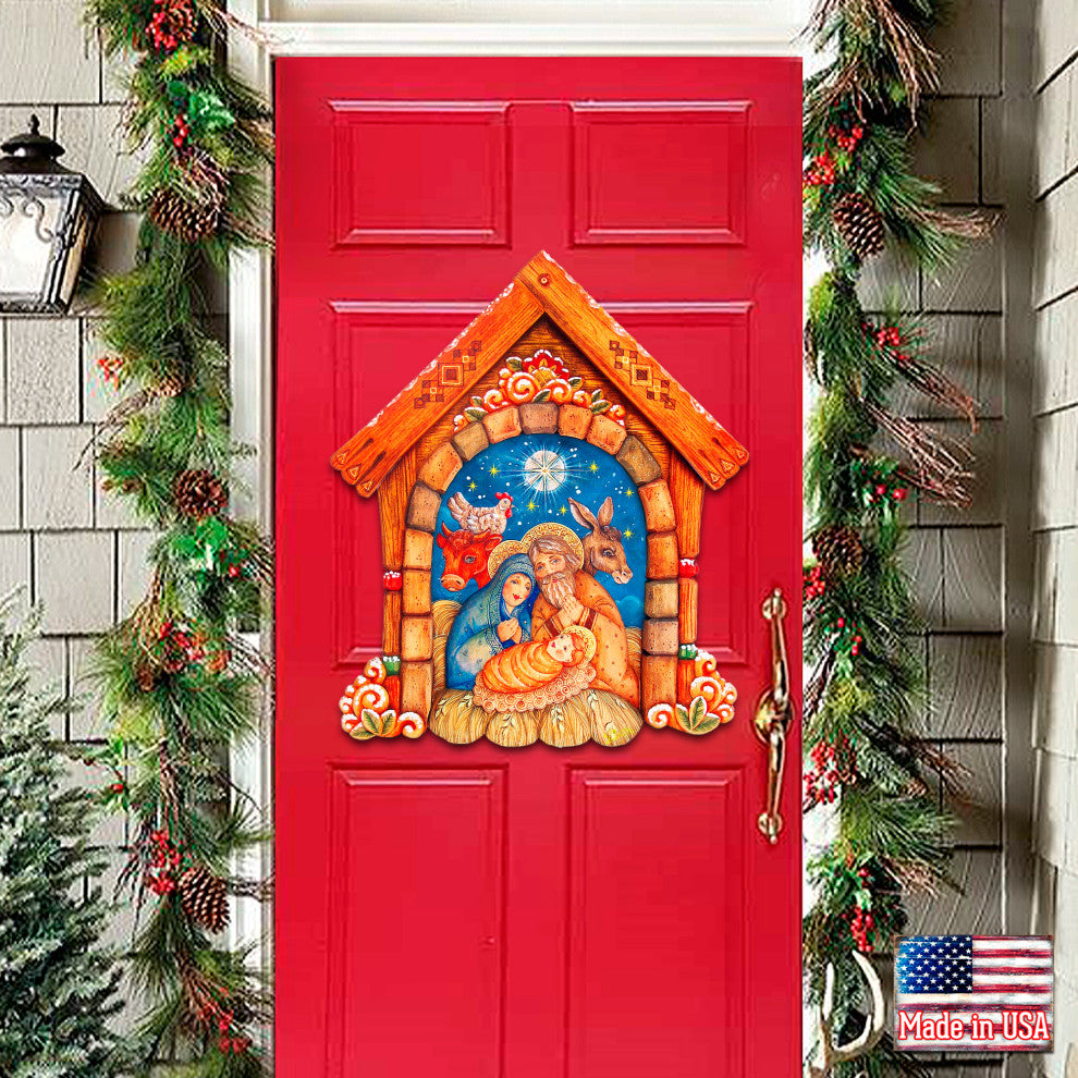 Village Nativity Door Hanger