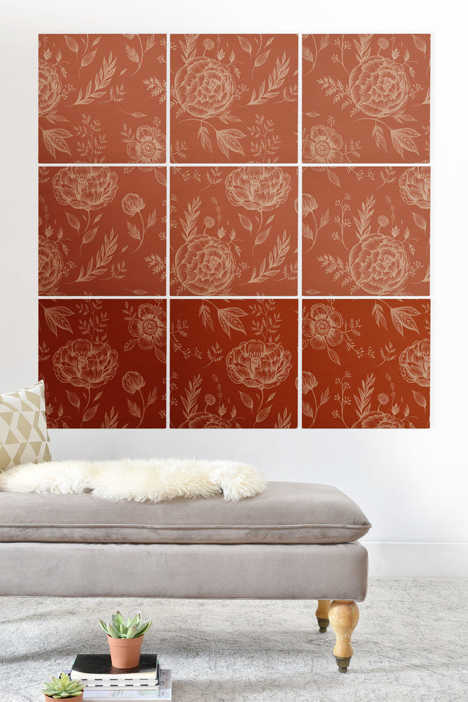Deny Designs Pimlada Phuapradit Sienna Floral Linework Wood Wall Mural, 3'x3'