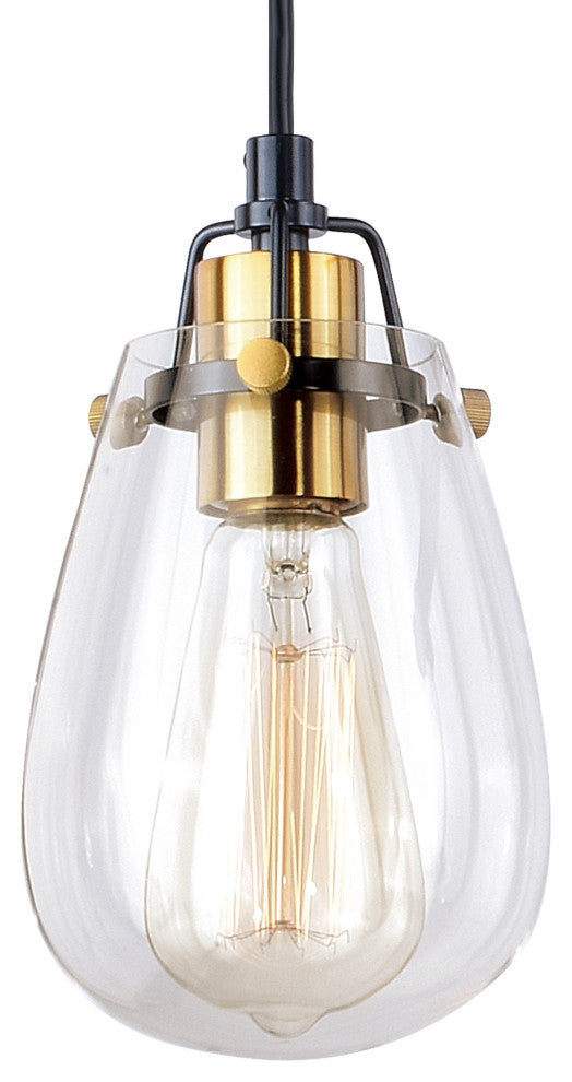 Kassidy 1-Light Dual Mount Pendant/Wall Sconce, Black and Natural Brass