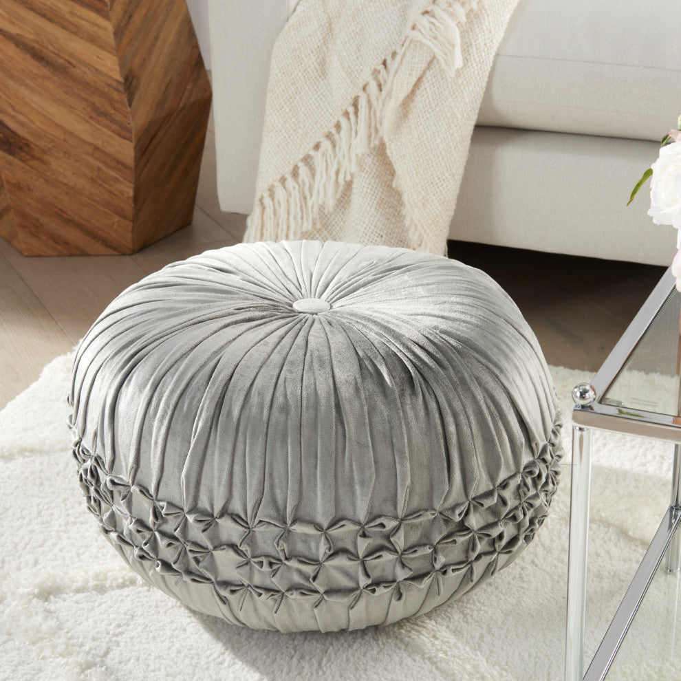 Mina Victory RC833 Pouf, Charcoal, 20" x 20" x 12"
