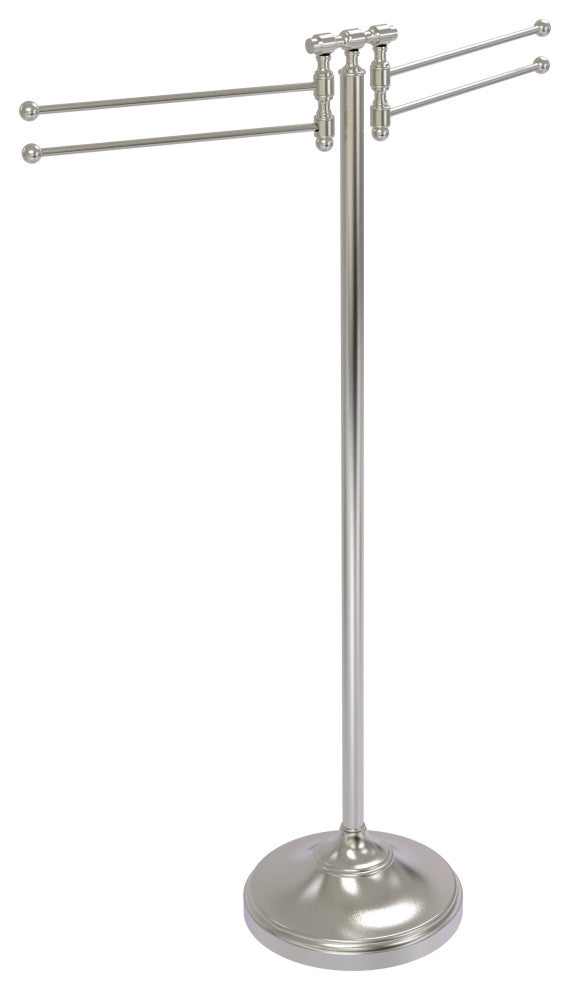 Towel Stand with 4 Pivoting Swing Arms, Satin Nickel