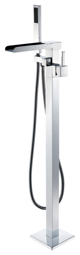 Camino Single Lever Handle Freestanding Floor Mounted Tub Filler, Polished Chome