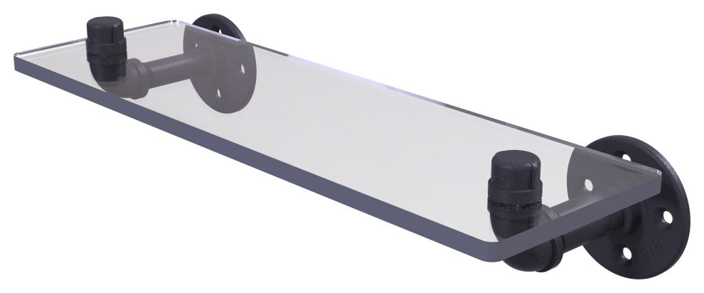 Pipeline Glass Shelf, Matte Black, 16"