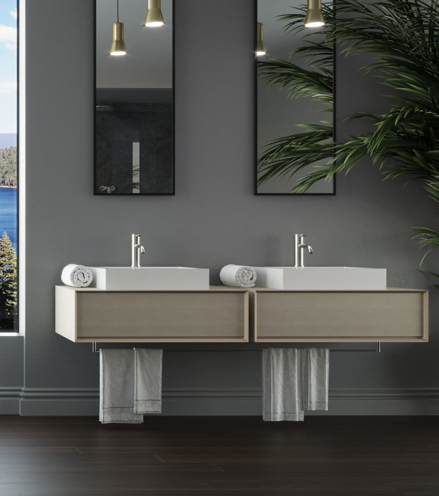 Badeloft Stone Resin Countertop Sink, Matte White, Small