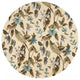 5' Round  Wool Ivory Or Teal Area Rug