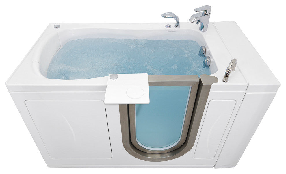 Ella Royal 32"x52" Acrylic Massage Walk-In Bathtub Inward Swing Door, Dual Drain