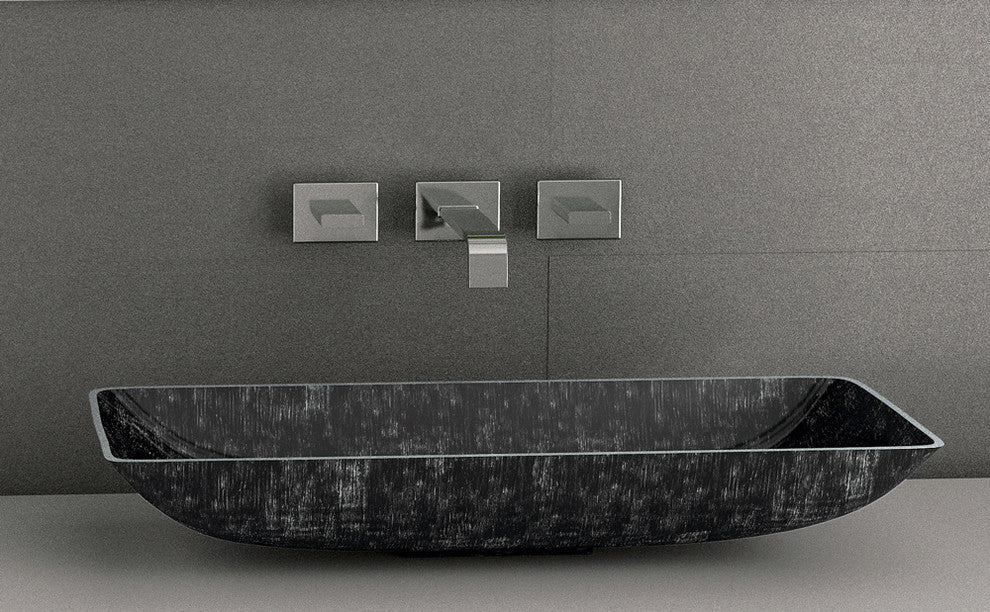 Alumix Nek Rectangular Vessel Sink, Black and Silver