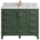 Malibu 36 Center Sink Bath Vanity in Lafayette Green 2" Viola Gold