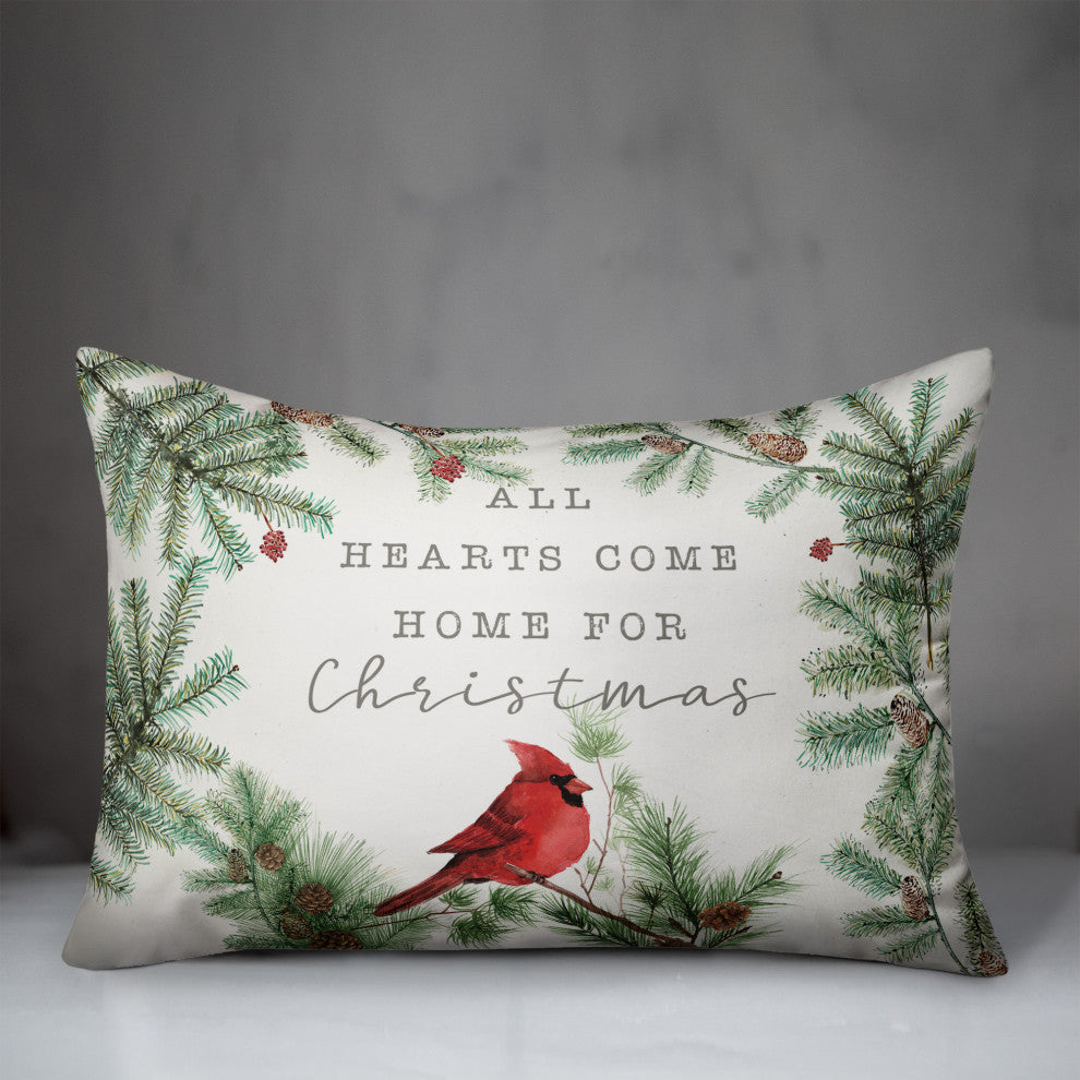 Hearts Come Home For Christmas 7 20x14 Spun Poly Pillow