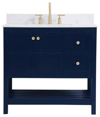 Tobias 36" Single Bathroom Vanity, Blue With Backsplash