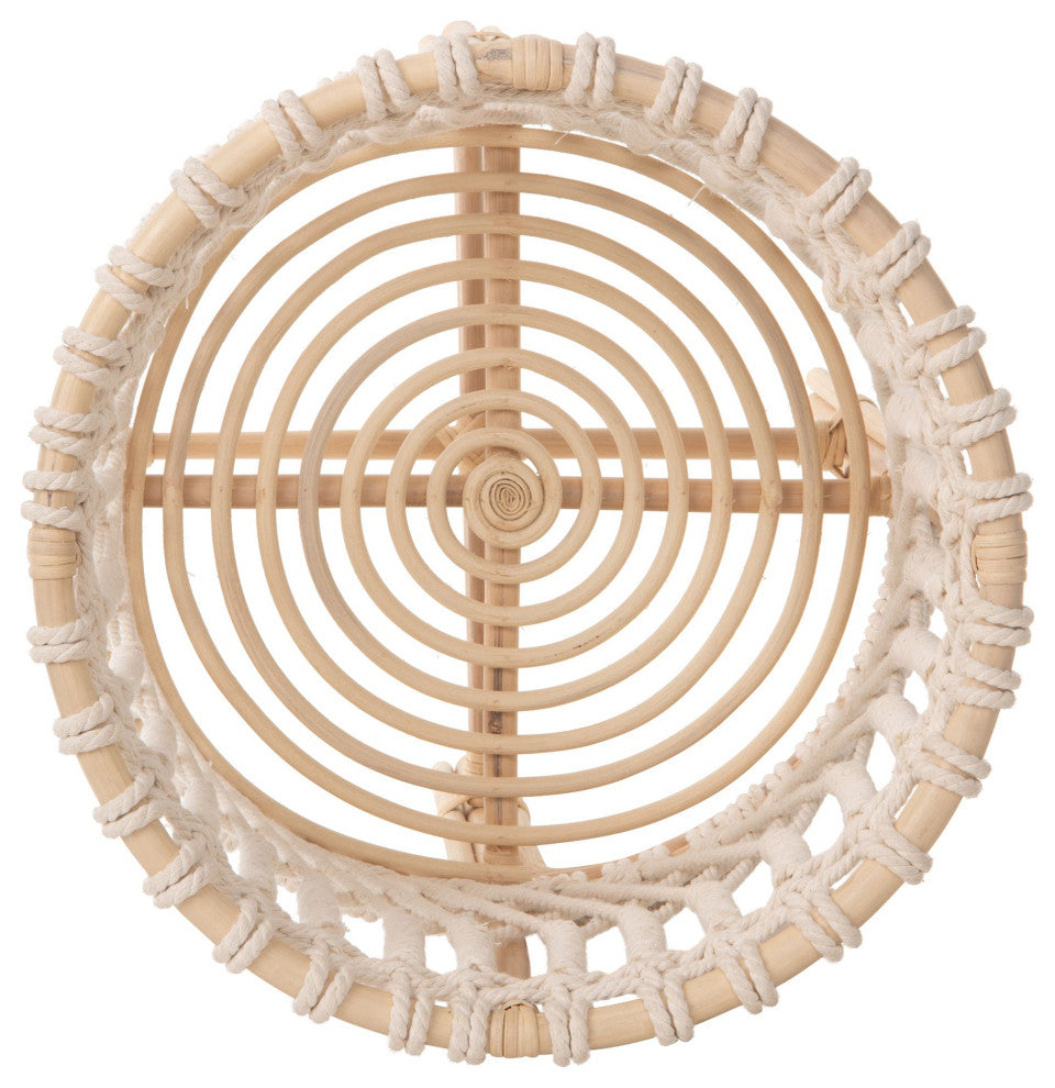 Round Rattan Indoor Planter Stand Makrame