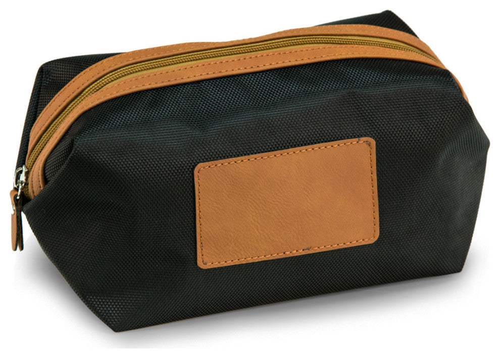 Dopp Kit, Black Nylon and Brown Accents