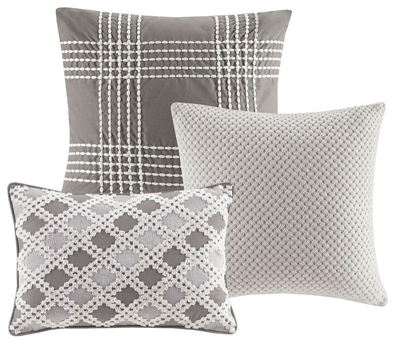 Madison Park Signature Essence Grey Comforter Duvet Cover Set w Removable Insert