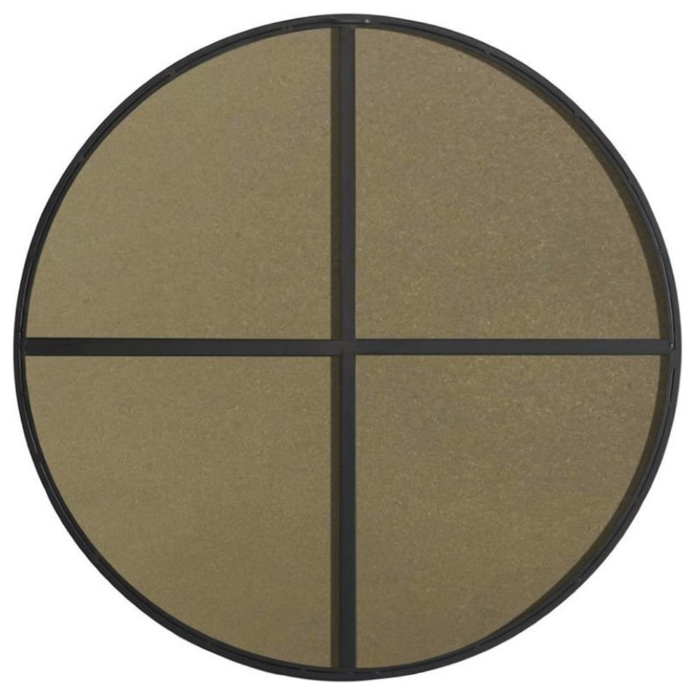 Elegant Decor Eternity 32" Round Metal Frame Mirror in Black