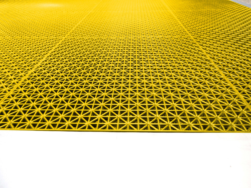 Quix 12" x 12" Interlocking Floor Tiles, 9 Pack, Bright Yellow