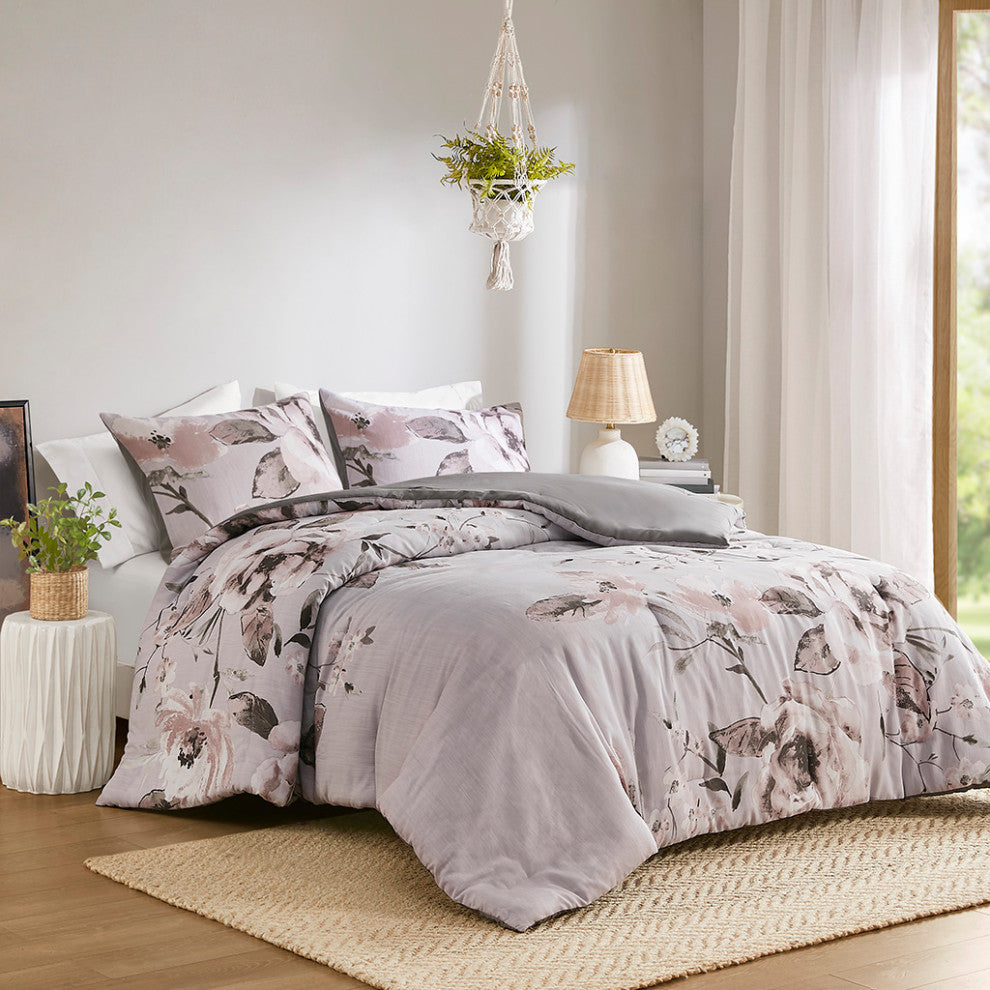 Madison Park Neko 3 Piece Floral Printed Comforter Set