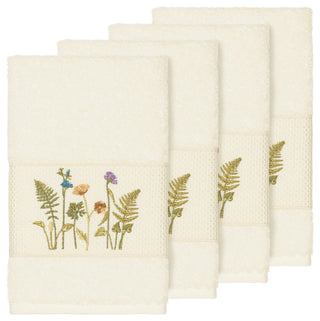 Serenity 4-Piece Embellished Hand Towel Set, Cream