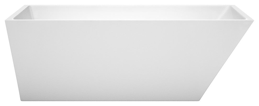Hannah 67" Freestanding White Bathtub, Brushed Nickel Drain and Overflow Trim