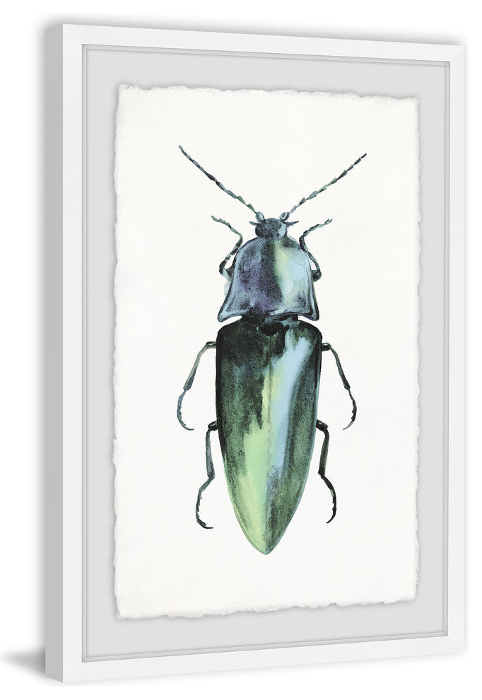 "Pointy Green Bug" Framed Painting Print, 20"x30"