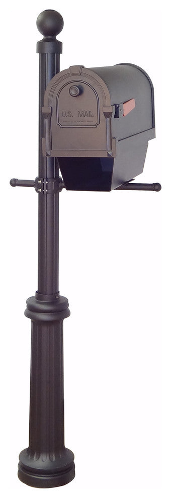 Savannah Curbside Mailbox With Newspaper Tube and Fresno Mailbox Post