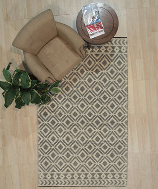 EORC Black Handwoven Wool Durrie Kilim Rug 8'x10'