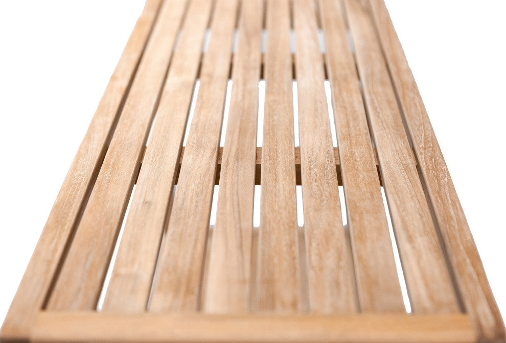 Nordic Style Natural Teak Spa Bench with Shelf, 35"