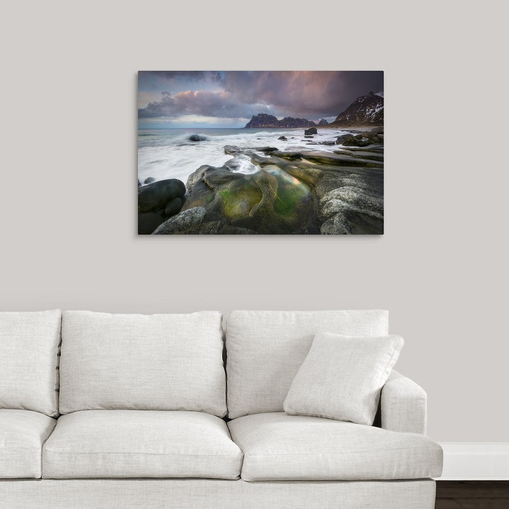 "Uttakleiv Beach" Wrapped Canvas Art Print, 36"x24"x1.5"