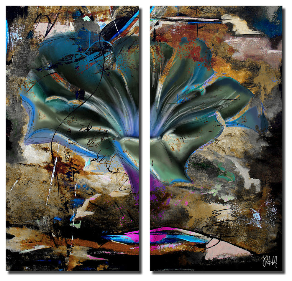 Painted Petals LVIII 2-Piece Canvas Art Set, 24"x12"