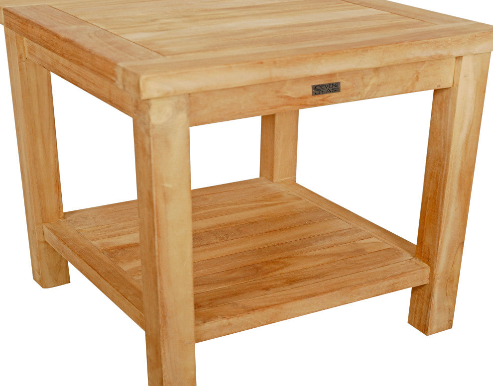 Teak Wood Bermuda Bathroom Shower Stool, Large