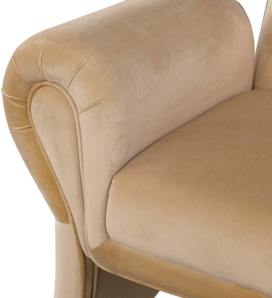 Fleurette Velvet Accent Chair, Camel