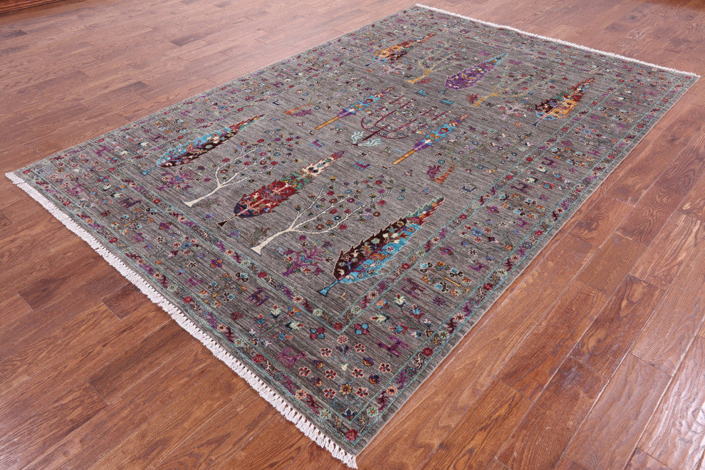 6' 6" X 9' 7" Hand Knotted Tribal Persian Gabbeh Wool Rug Q10443