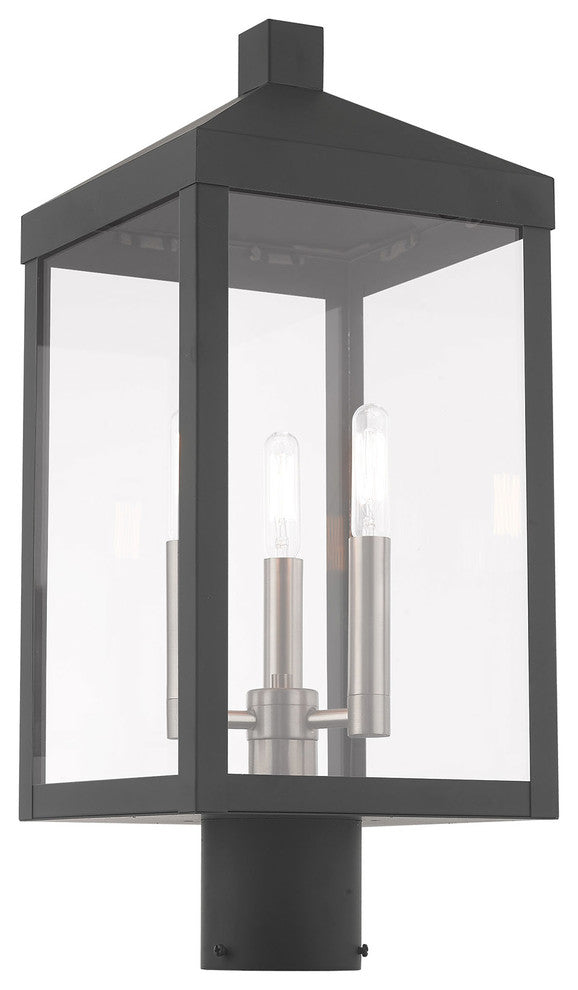 Livex Lighting Scandinavian Gray 3-Light Outdoor Post Top Lantern