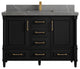 Aberdeen 48 Single Sink Bath Vanity in Black 2" Piatra Gray