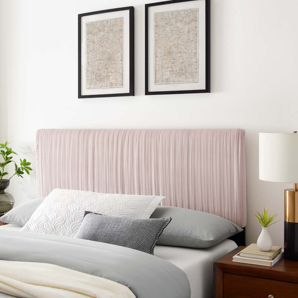 Tufted Headboard, King Size, Velvet, Pink, Modern Contemporary, Bedroom Master
