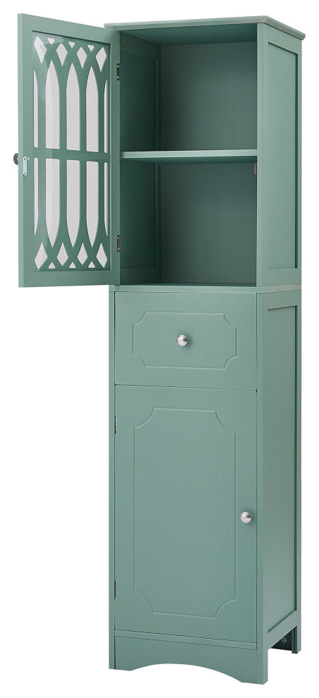 64" Tall Freestanding Bath Storage Cabinet, Adjustable Shelves