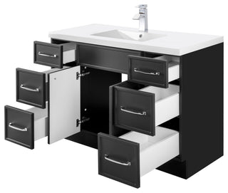 Manhattan Vanity, 1-Door 3-Drawer, Black, 48", Single Bowl