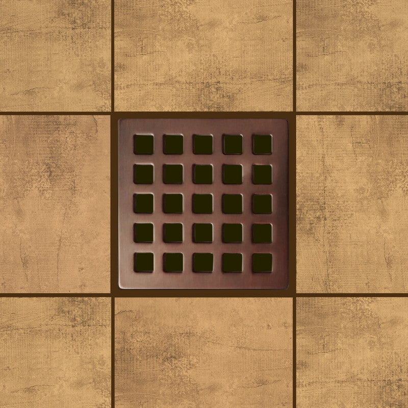 Square Shower Drain Kit - Grate and Bonding Flange - Classic, Oil Rubbed Bronze