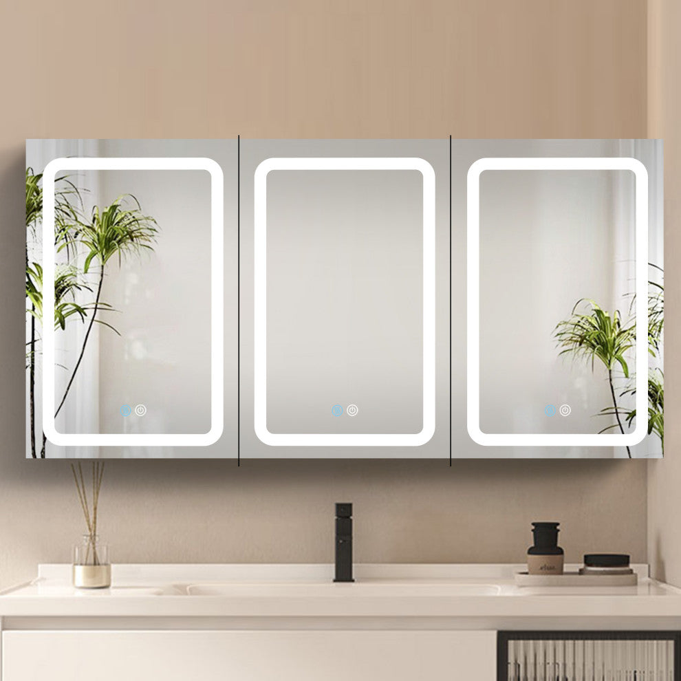60 in.W x 30 in. H Aluminum Surface Mounted Medicine Cabinet with Mirrors