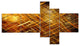 Golden Mosaic Texture, Abstract Canvas art print, 60"x32", 5 panels