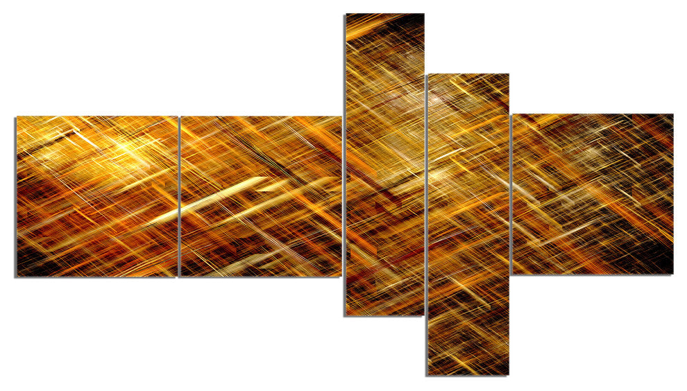 Golden Mosaic Texture, Abstract Canvas art print, 60"x32", 5 panels